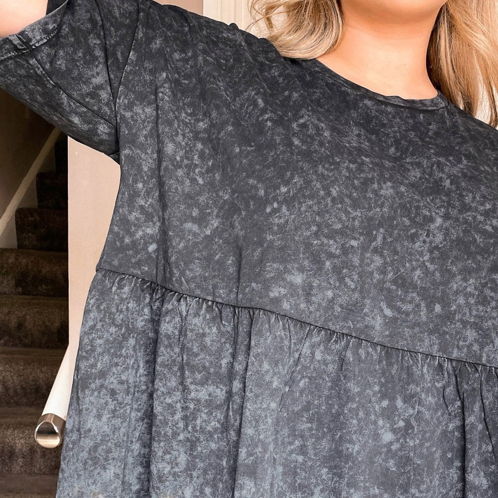 Smock Top in Washed Charcoal